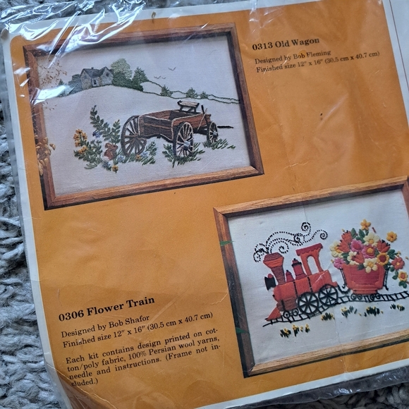 Vintage The Creative Circle Crewel Embroidery Kit #313 “old wagon’” - Picture 2 of 5